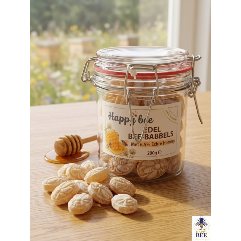 Edel BEE-babbels (200g)  - Met 6,5% honing - In Glazen Pot