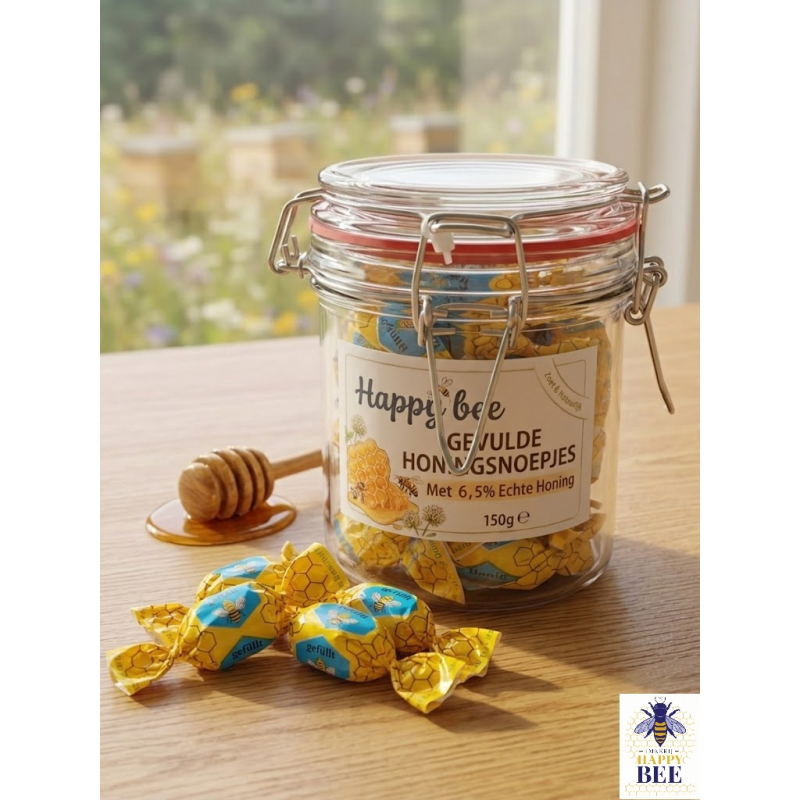 Edel Gevulde Honingsnoepjes - 150g - Glazen Pot (11,6% Pure Honing)